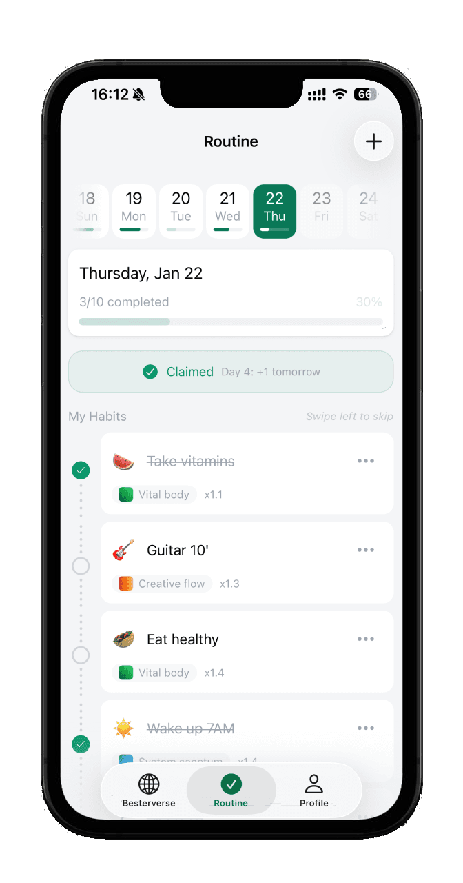 Preview of the Bester app on mobile