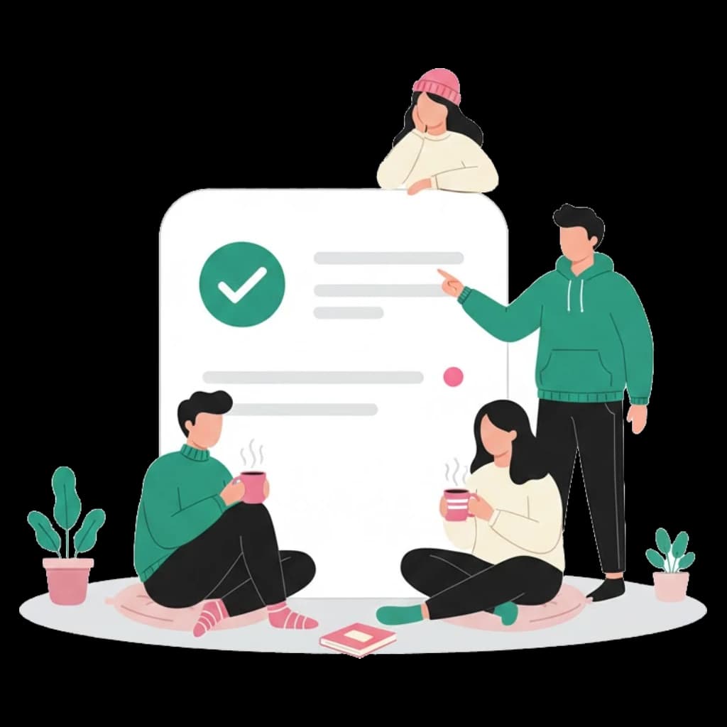 People gathering around a shared board